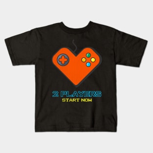 2 players start now matching Gamer Couple Kids T-Shirt